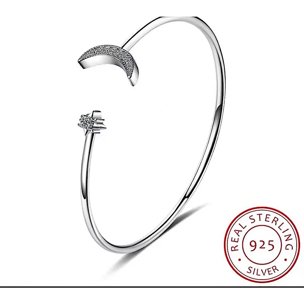 NEW Dainty‎ Moon & Star 925 Sterling Silver Bracelet